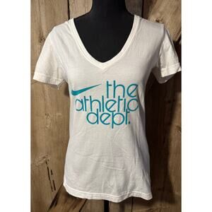 Nike The Athletic Dept. Women's Size M Medium Slim Fit 8-10 White V-Neck T-Shirt